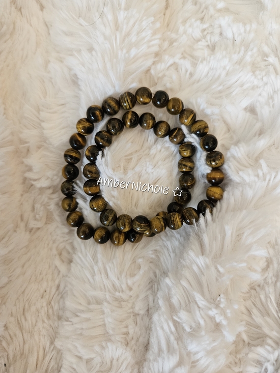 Handmade Jewelry - ☆ Tiger Eye Bead Stretch Bracelet - Double Wrap